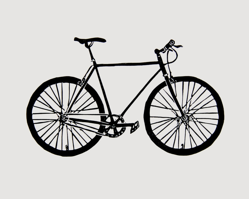 Bike linocut print unframed