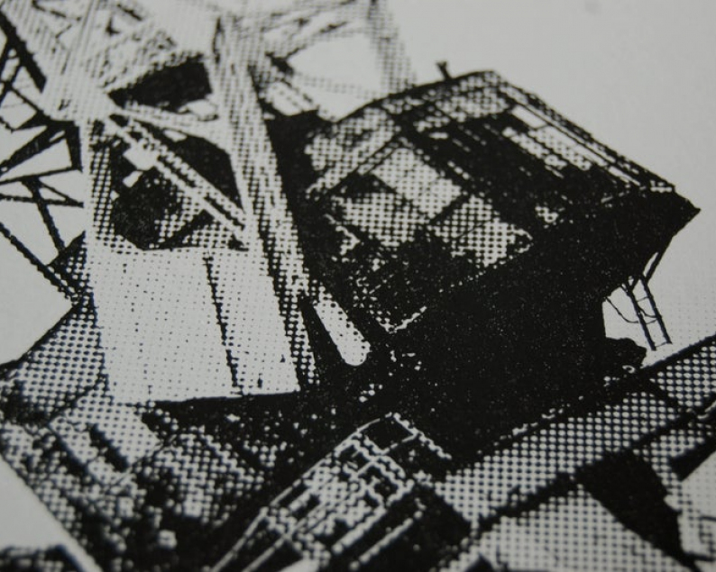 Dockside crane screenprint close up