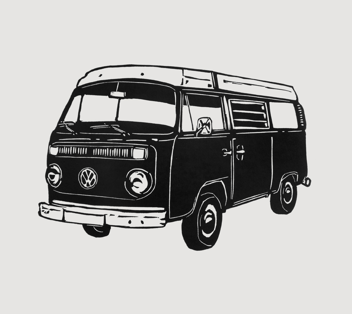 VW Campervan linocut print