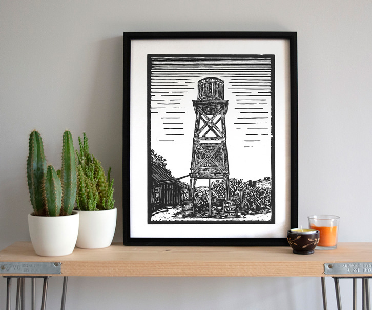 Ghost town water tower medium giclee print